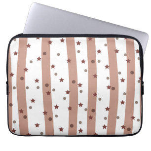 Funda Para Portátil Chocolate y franjas blancas con patrón de estrella