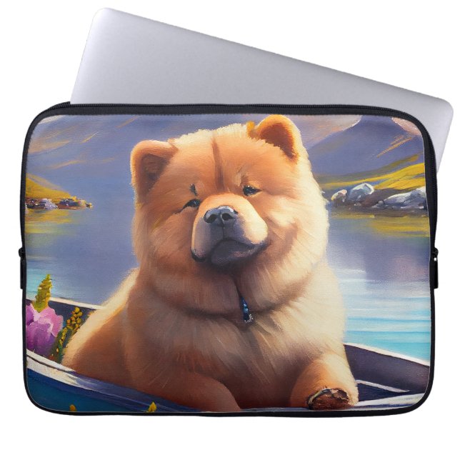 Funda Para Portátil Chow Chow sobre un remo: Una aventura panorámica (Frente)