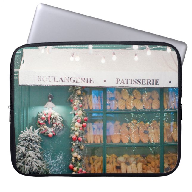 Funda Para Portátil Christmas cafe bakery exterior with Christmas deco (Frente)
