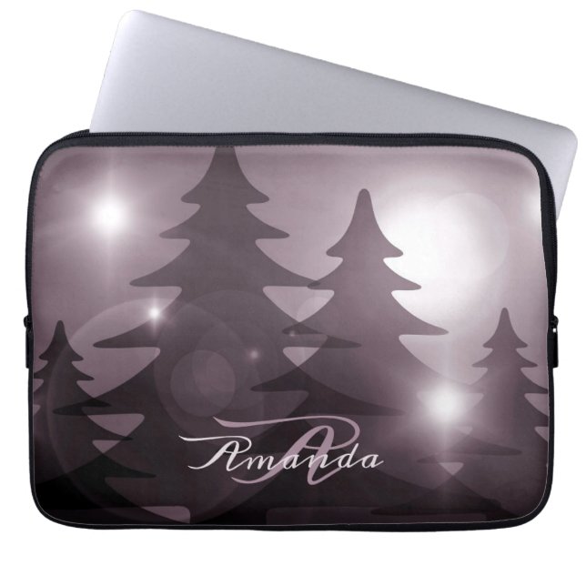 Funda Para Portátil Christmas Monogram Pink Trees Holiday Winter (Frente)