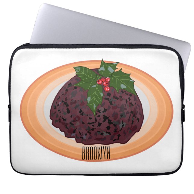 Funda Para Portátil Christmas pudding cartoon illustration  (Frente)