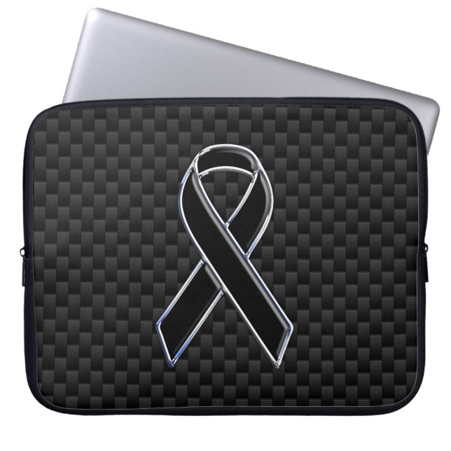 Funda Para Portátil Chrome Black Ribbon Awareness Carbon Fiber (Frente)