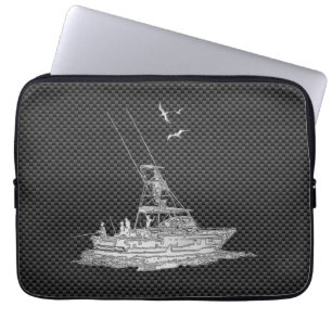 Funda Para Portátil Chrome Fishing Boat on Carbon Fiber Decor