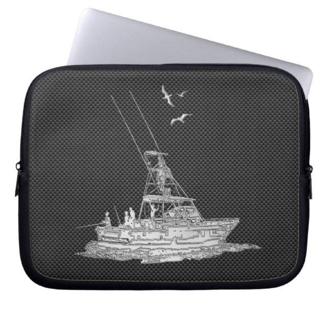 Funda Para Portátil Chrome Fishing Boat on Carbon Fiber Decor (Frente)