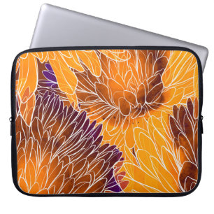 Funda Para Portátil Chrysanthemum japonés: Patrulla acuarela sin mar