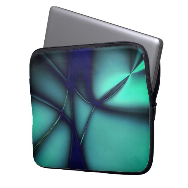 Funda Para Portátil Cian de menta quemada bajo líneas brillantes se pa (Anverso izquierdo)