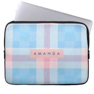 Funda Para Portátil Cielo Azul y Rosa Beige a Cuadros Personalizado Pa