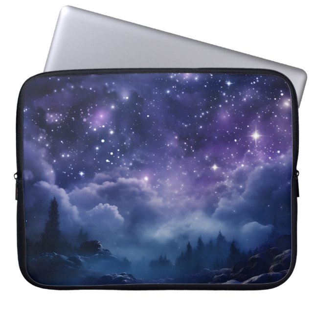 Funda Para Portátil Cielo nocturno de bosque cósmico (Frente)