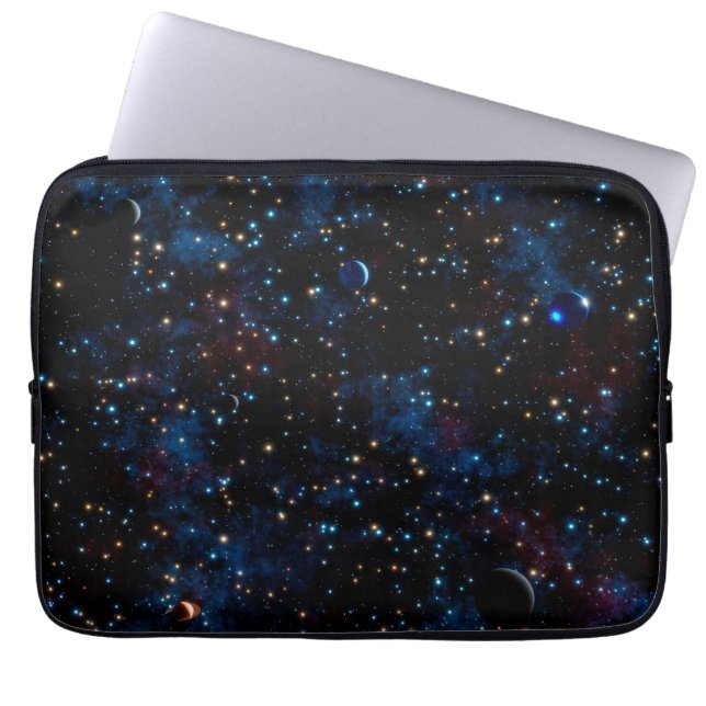 Funda Para Portátil Cielo nocturno estrellado con estrellas y planetas (Frente)