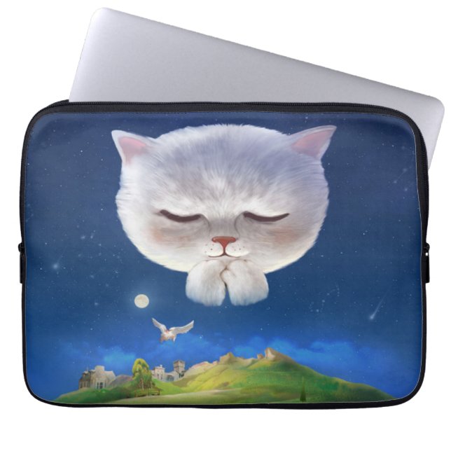 Funda Para Portátil Cielo nocturno soñado con gato (Frente)