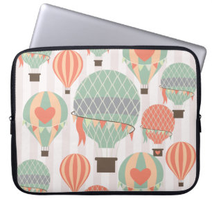 Funda Para Portátil Cielo rayado rosado de levantamiento de los globos