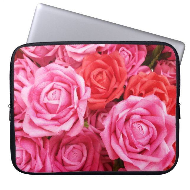 Funda Para Portátil Cierre de fondo artificial de rosa roja (Frente)
