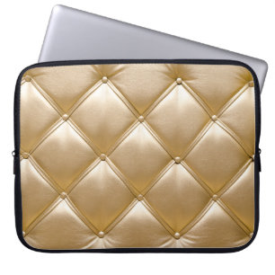 Funda Para Portátil Cierre de la tapicería de cuero dorado