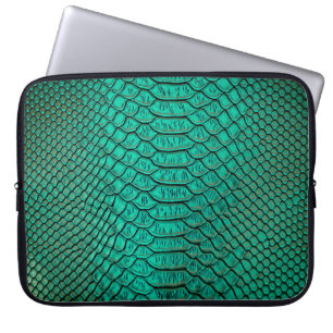 Funda Para Portátil Cierre de piel de serpiente de lujo verde