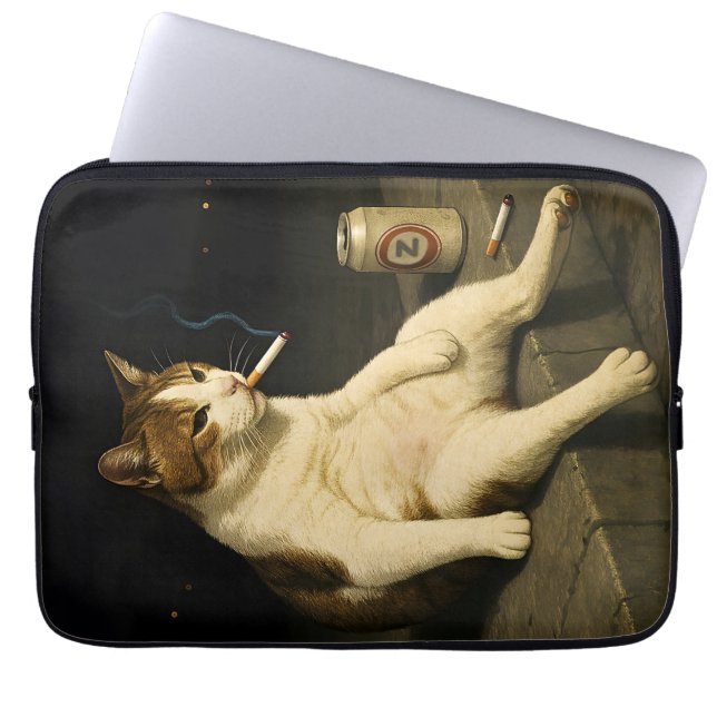 Funda Para Portátil Cigarette Kitten Funny Smoking Cat Gen Z Meme (Frente)