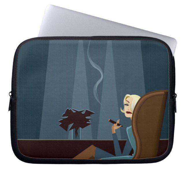 Funda Para Portátil Cigarro que fuma de la empresaria (Frente)