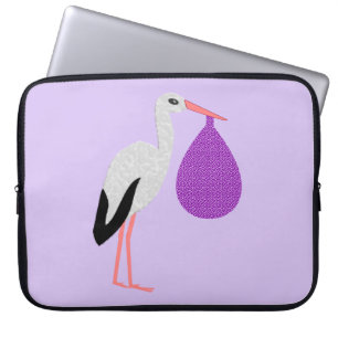 Funda Para Portátil Cigüeña bebé neutra de género púrpura