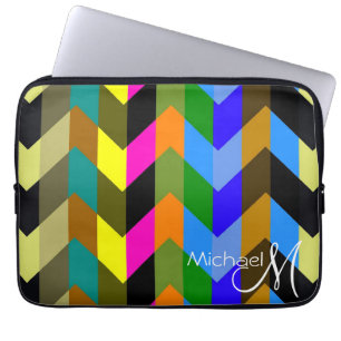 Funda Para Portátil Cigzag de Chevron de Moda Monograma Personalizado