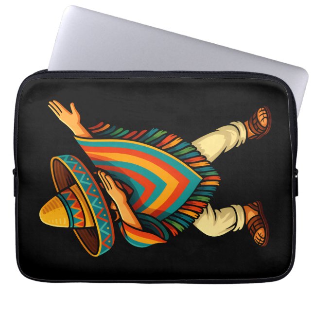 Funda Para Portátil Cinco de Mayo Dabbing mexicano Poncho (Frente)