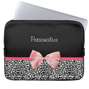 Funda Para Portátil Cinta blanco y negro de moda del rosa del