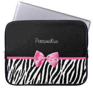 Funda Para Portátil Cinta blanco y negro de moda del rosa del