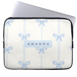 Funda Para Portátil Cinta de Lazo Azul Suave Pastel Coquette Personali