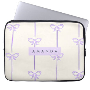 Funda Para Portátil Cinta de Lazo Lavanda Pastel Coquette Personalizad