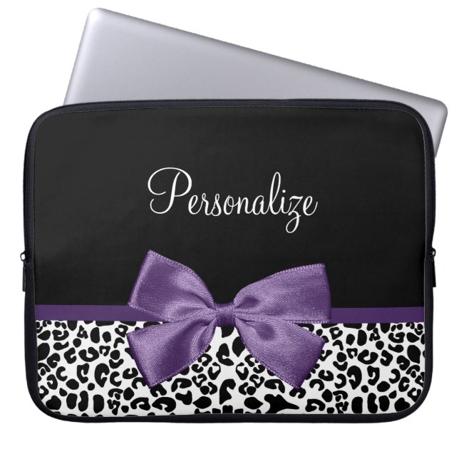 Funda Para Portátil Cinta púrpura de Bonito de impresión de Leopardo G (Frente)