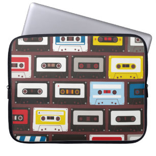 Funda Para Portátil Cintas de audio antiguas, fondo sin costuras.