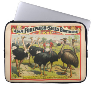 Funda Para Portátil Circo Vintage Con Ostriches Y Aves Grandes.
