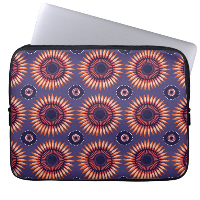 Funda Para Portátil Circular africana Naranja púrpura Shweshwe (Frente)
