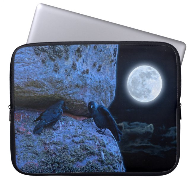 Funda Para Portátil Círculo Celta Stonehenge, Jackdaws y Luna Llena (Frente)