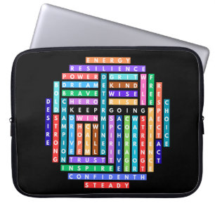 Funda Para Portátil Círculo de búsqueda de palabras motivacional