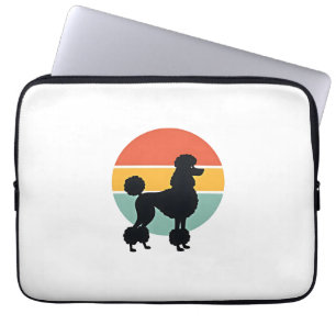 Funda Para Portátil Círculo de silueta de perro retro puesta de sol de