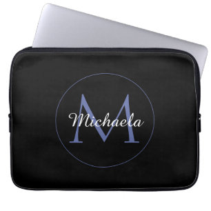 Funda Para Portátil Círculo minimalista monograma moderno nombre inici