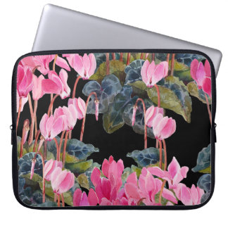 Funda Para Portátil Círculo rosa: acuarela floral oscura