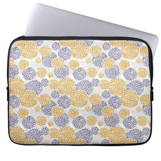 Funda Para Portátil Círculos con huella de piel de leopardo amarillo y (Frente)