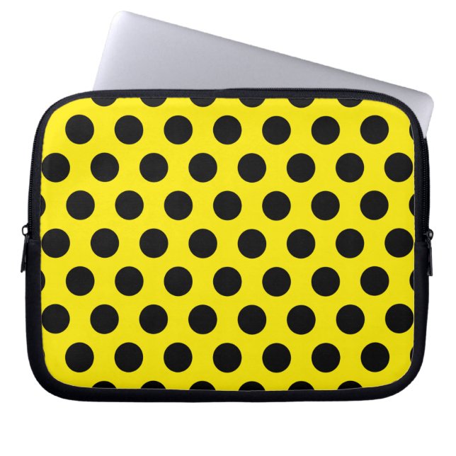 Funda Para Portátil Círculos negros sobre fondo amarillo (Frente)