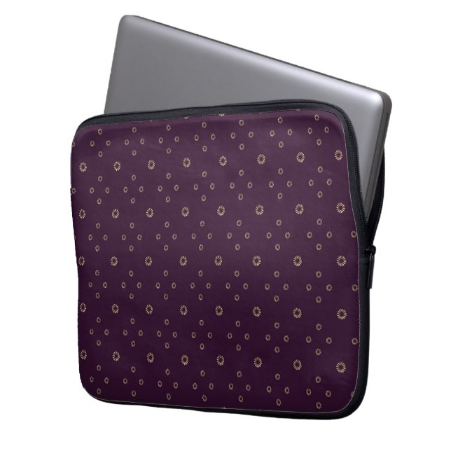 Funda Para Portátil Ciruela | Sol de Zinnia Dorada (Anverso izquierdo)