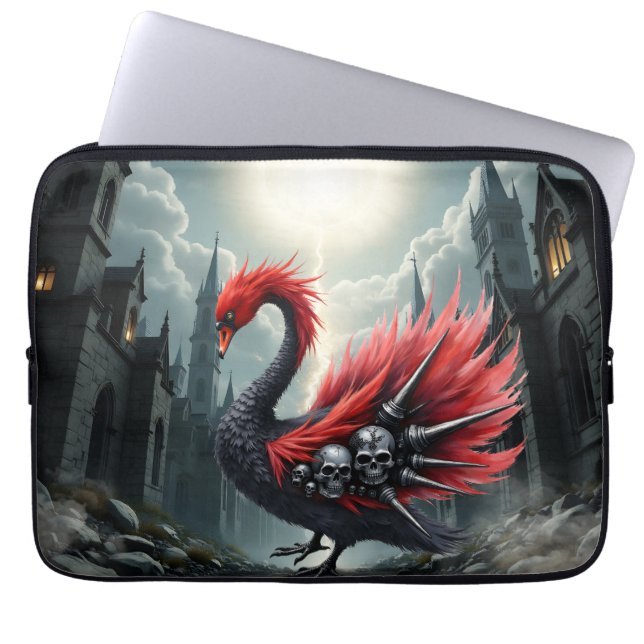 Funda Para Portátil Cisne Catedral Carmesí. (Frente)