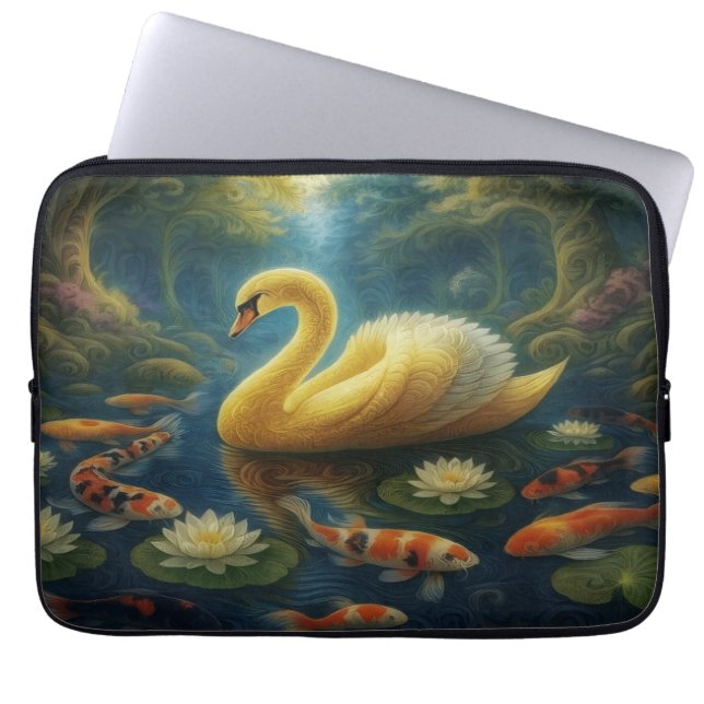 Funda para portátil Cisne Dorado (Frente)