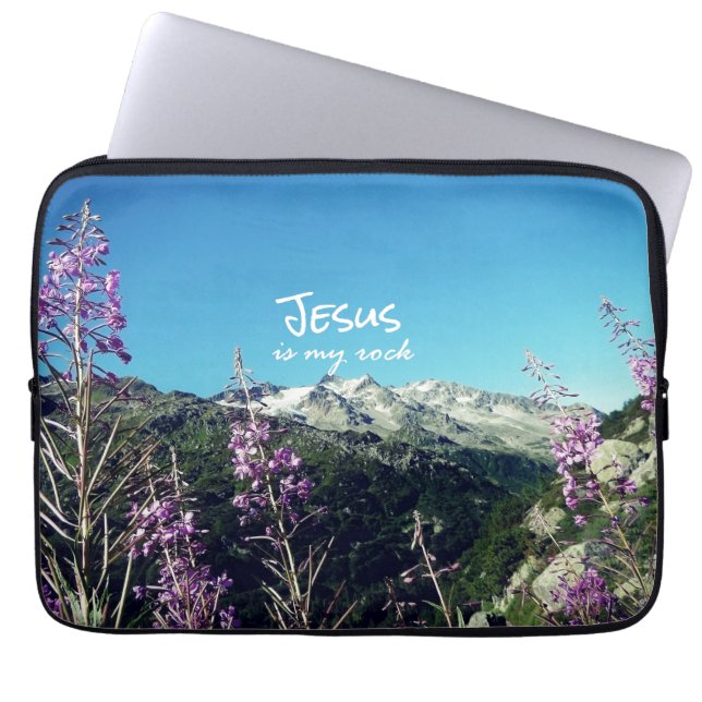 Funda Para Portátil Cita cristiana: Jesús es mi piedra (Frente)