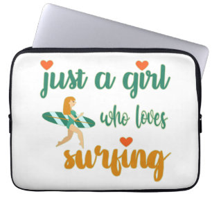Funda Para Portátil Cita de verano simple a un chica que ama el surf