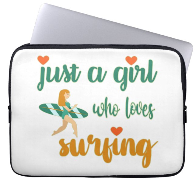 Funda Para Portátil Cita de verano simple a un chica que ama el surf (Frente)