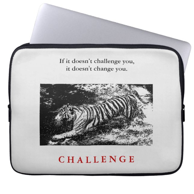 Funda Para Portátil Cita del desafío motivacional del tigre salvaje (Frente)
