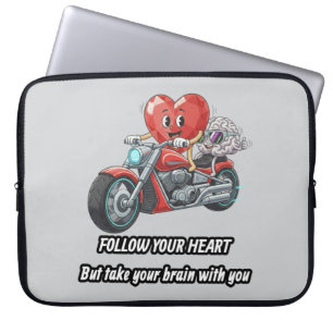 Funda Para Portátil Cita divertida de motociclista corazón sigue tu co
