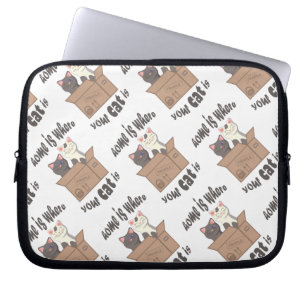 Funda Para Portátil Cita divertida Home es donde está tu gato
