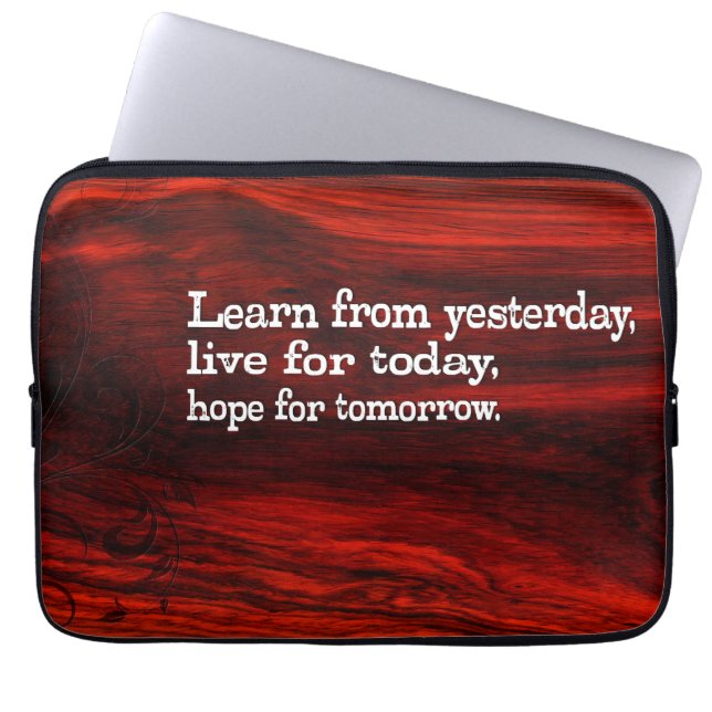 Funda Para Portátil Cita Inspiradora "Aprende, vive, espera" (Frente)