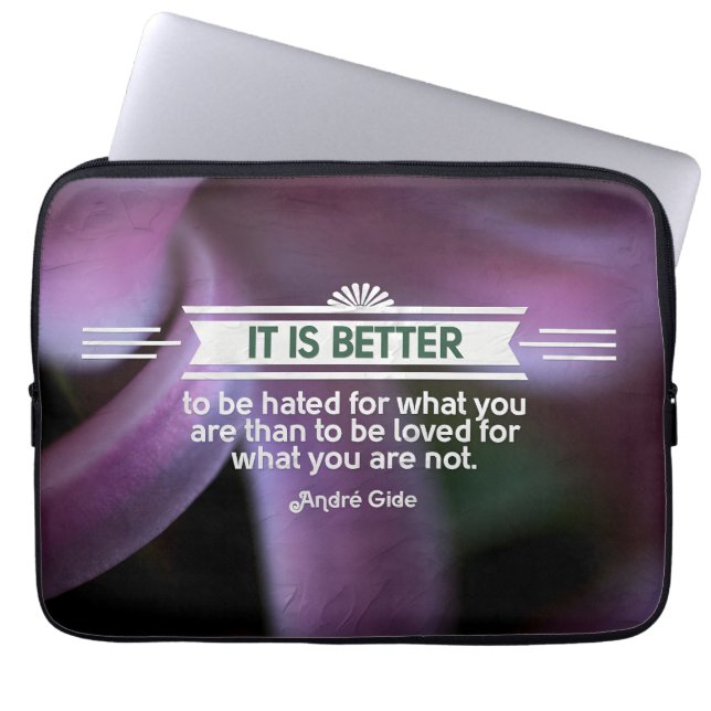 Funda Para Portátil Cita inspiradora de Andre Gide "Lo que eres" (Frente)