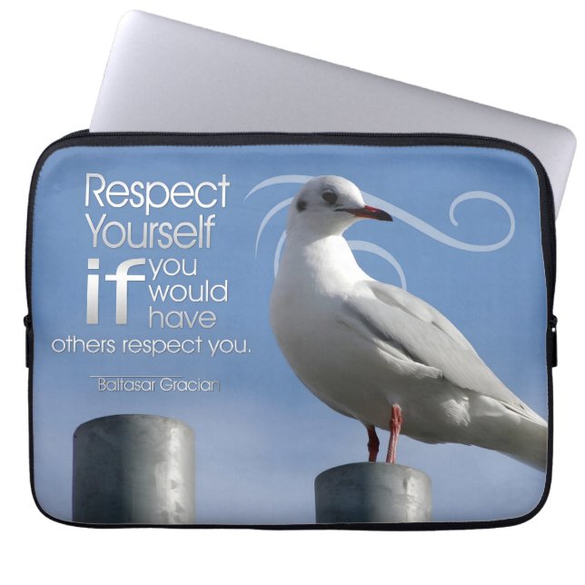 Funda Para Portátil Cita Inspiradora de Baltasar Gracian "Respeto" (Frente)